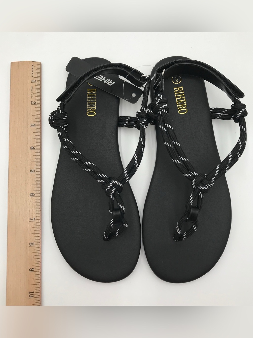 BNWT Rihero Black Rope Sandals - Picture 5 of 12